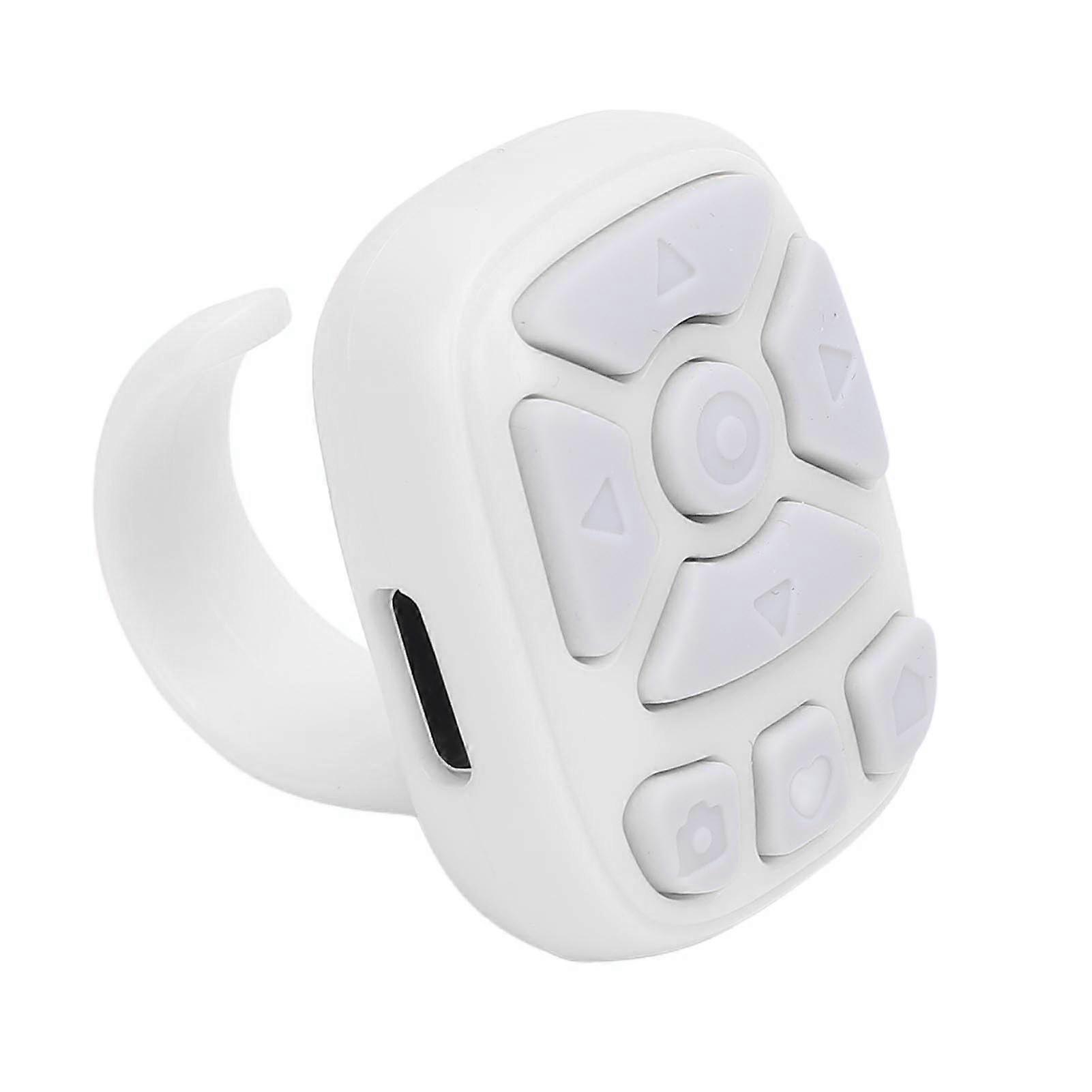 Bluetooth Ring Remote with Screen Scrolling Control and Wireless Page Turner for iOS Android White