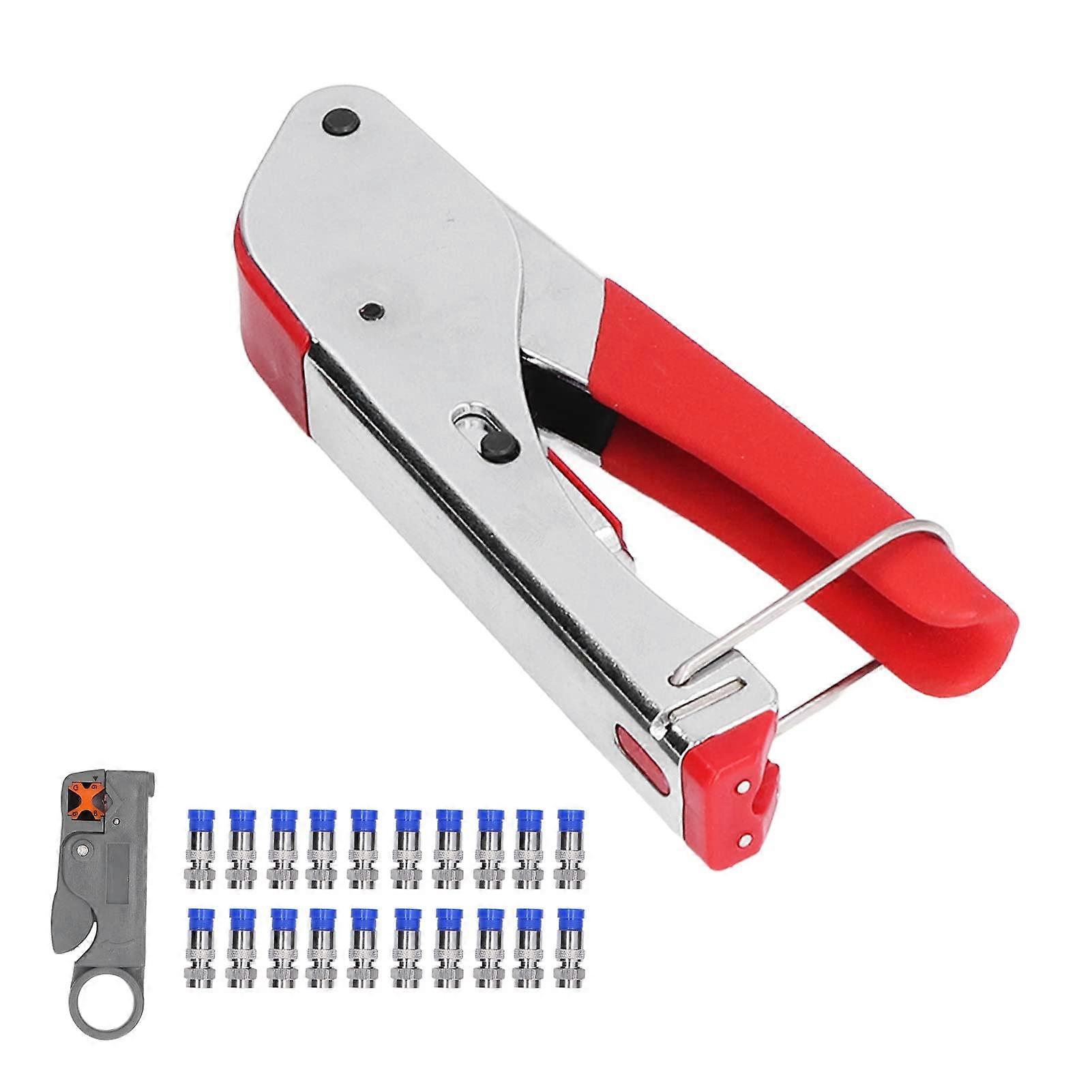 Crimping Tool Set with Wire Stripper for RG58 RG6 Coax Cable, 2 in 1 Design and Hex Wrench