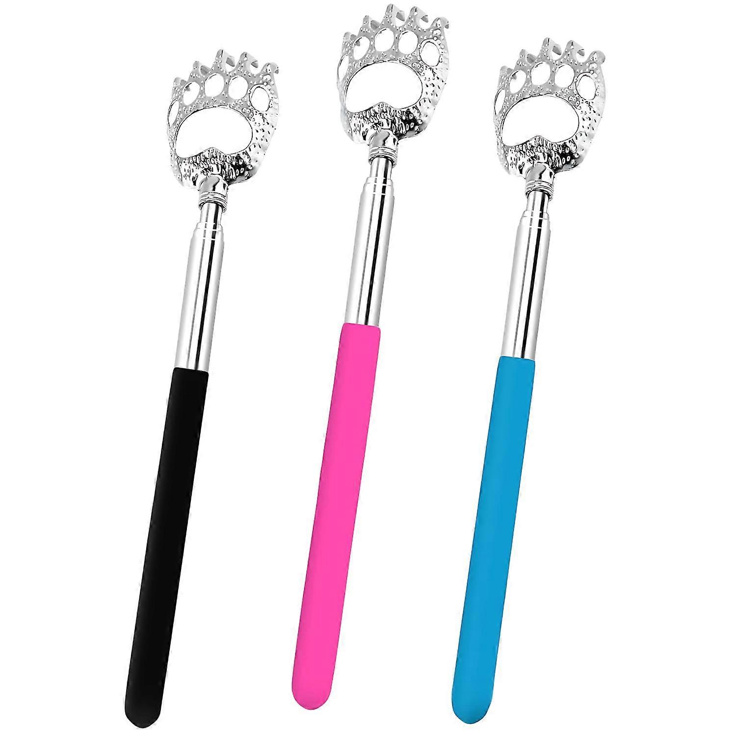 3PCS Telescopic Bear Claw Back Scratcher Set with Ergonomic Rubber Handle for Men and Women