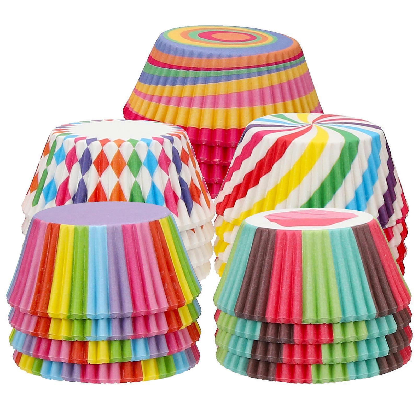 Egg Cake Paper Wrapper Cases for Baking Use 500Pcs Rainbow Muffin Liners