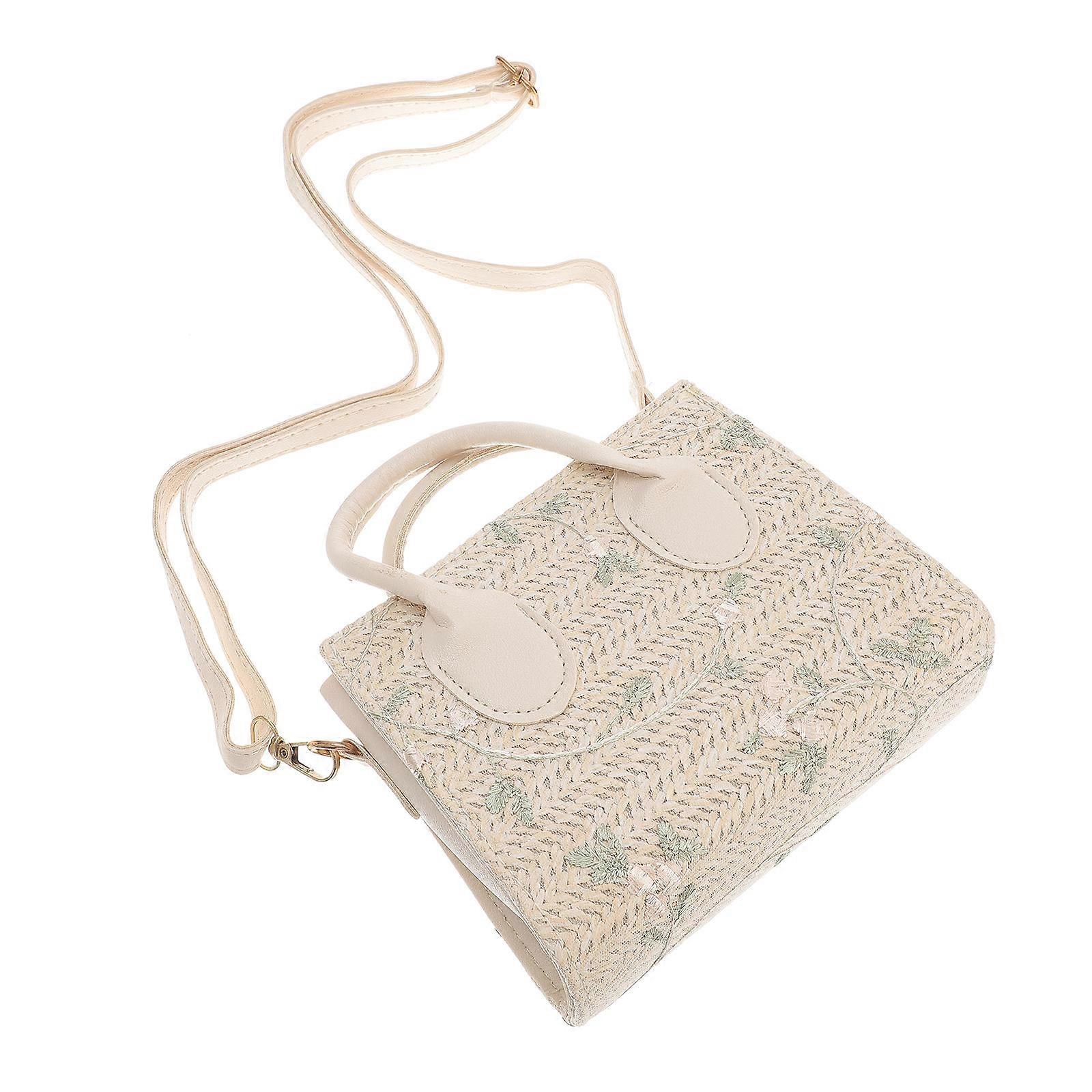 Woven Shoulder Bag Handmade for Storage Use Straw Beach Bag