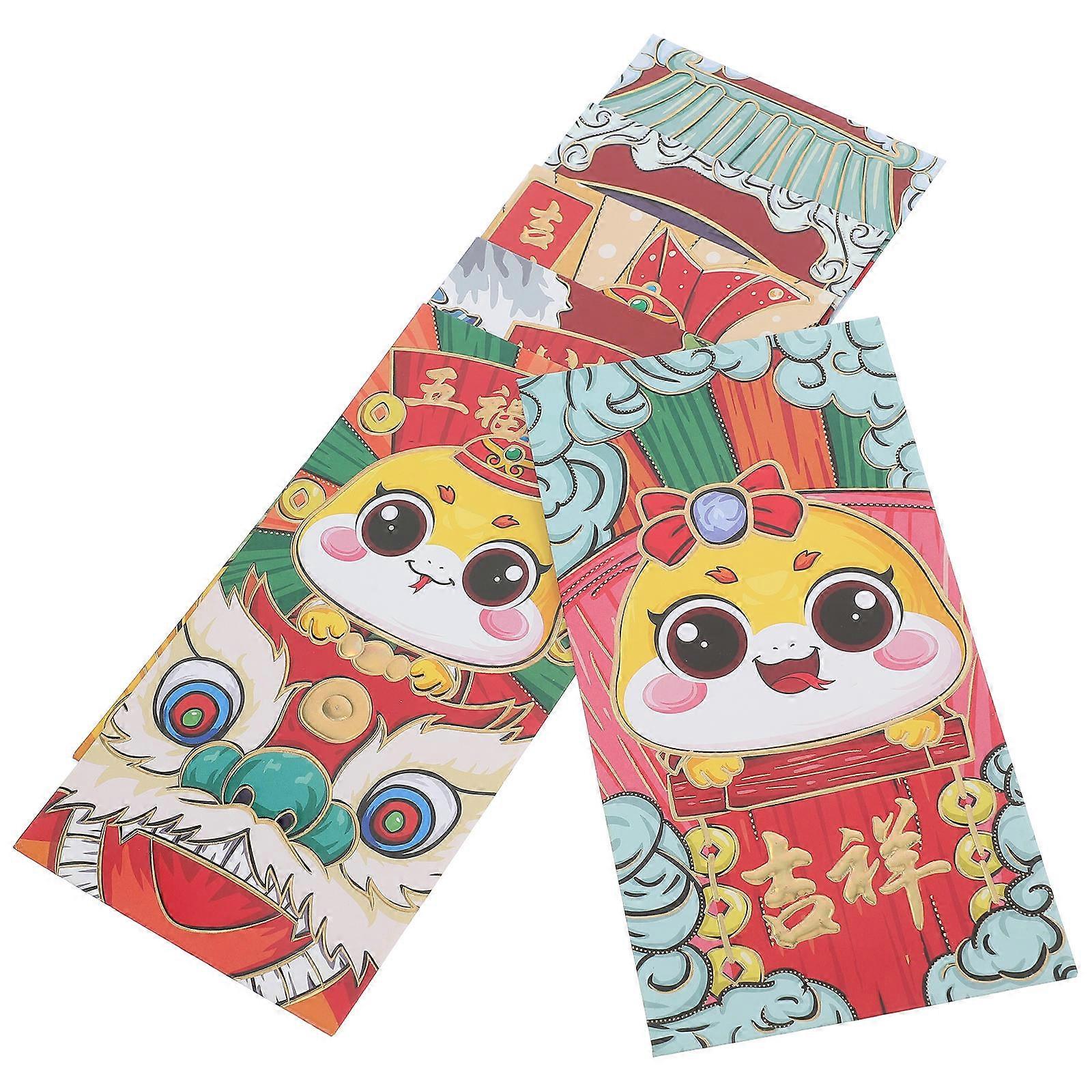 Chinese New Year Red Packets for Storage 6Pcs Red Snake Year Envelopes