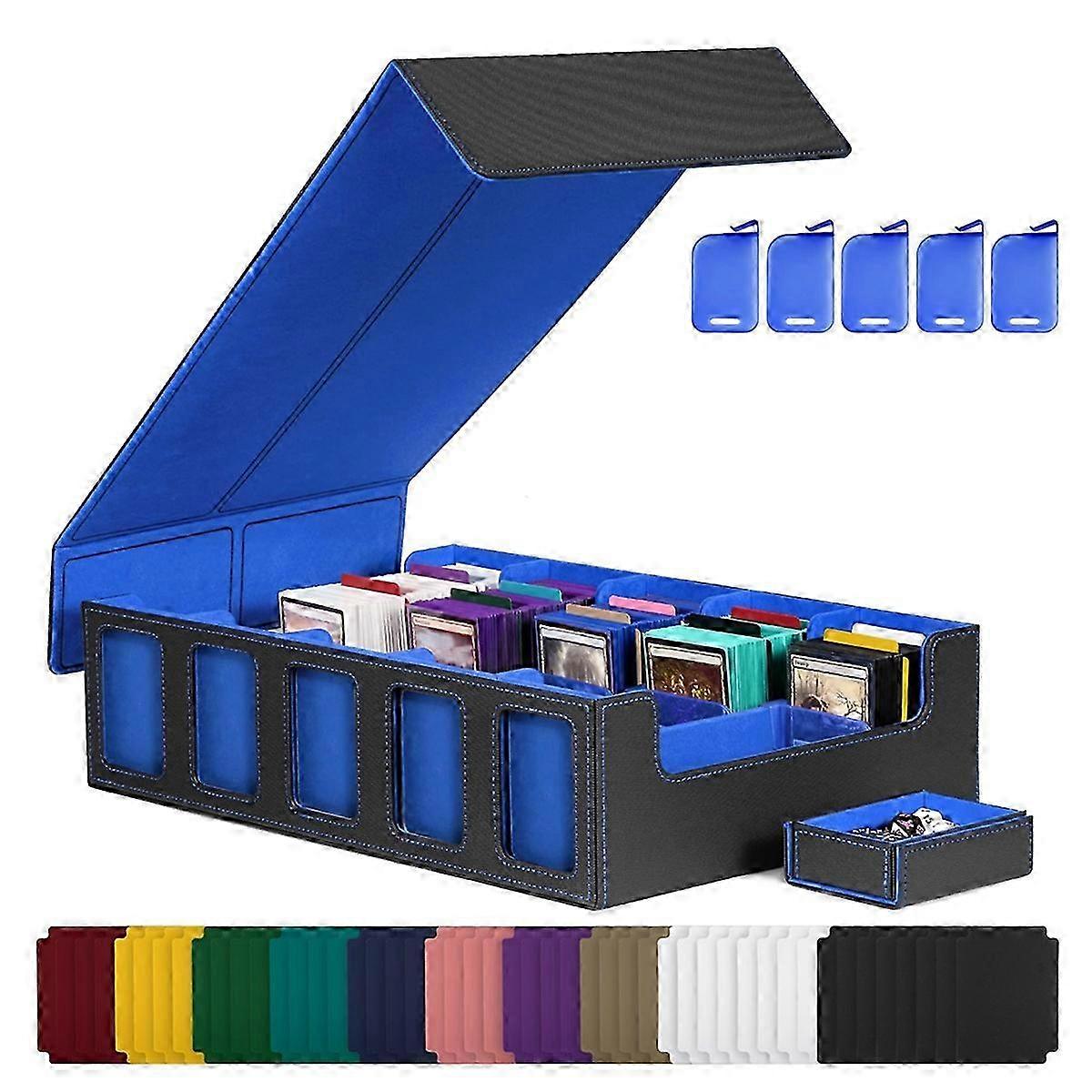 2025 Trading Card Storage Box with Window 5-Row Deck Case Black+Blue