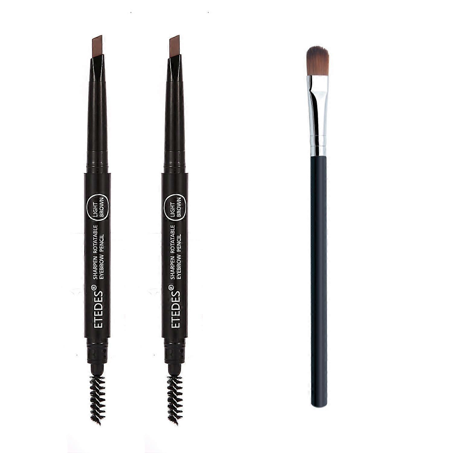 2 Pack Dark Brown Eyebrow Pencil with Spoolie Brush for Precise Brow Shaping