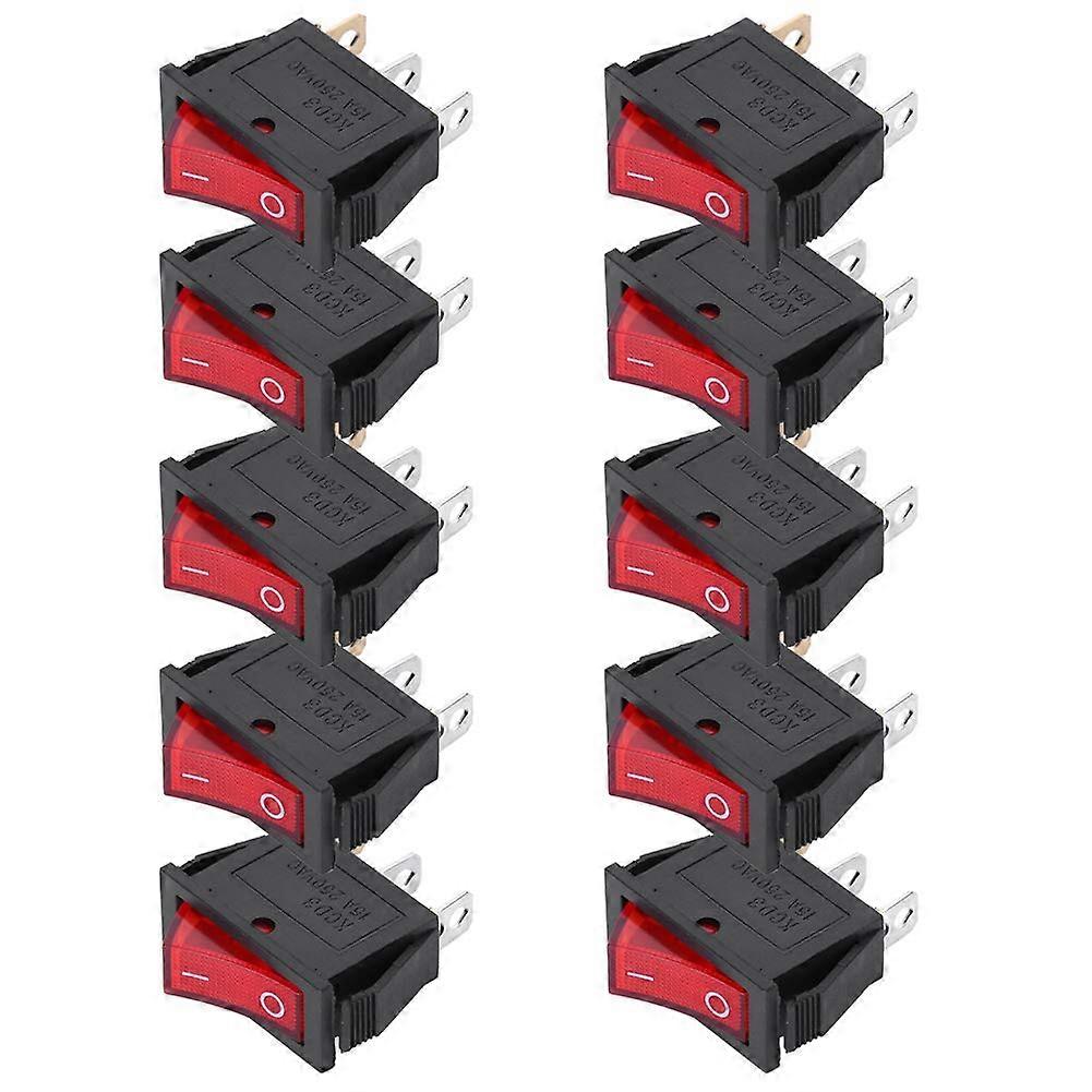 3Pole Rocker Switch with Red Light KCD3 2Position for Household Appliances 10 Pack
