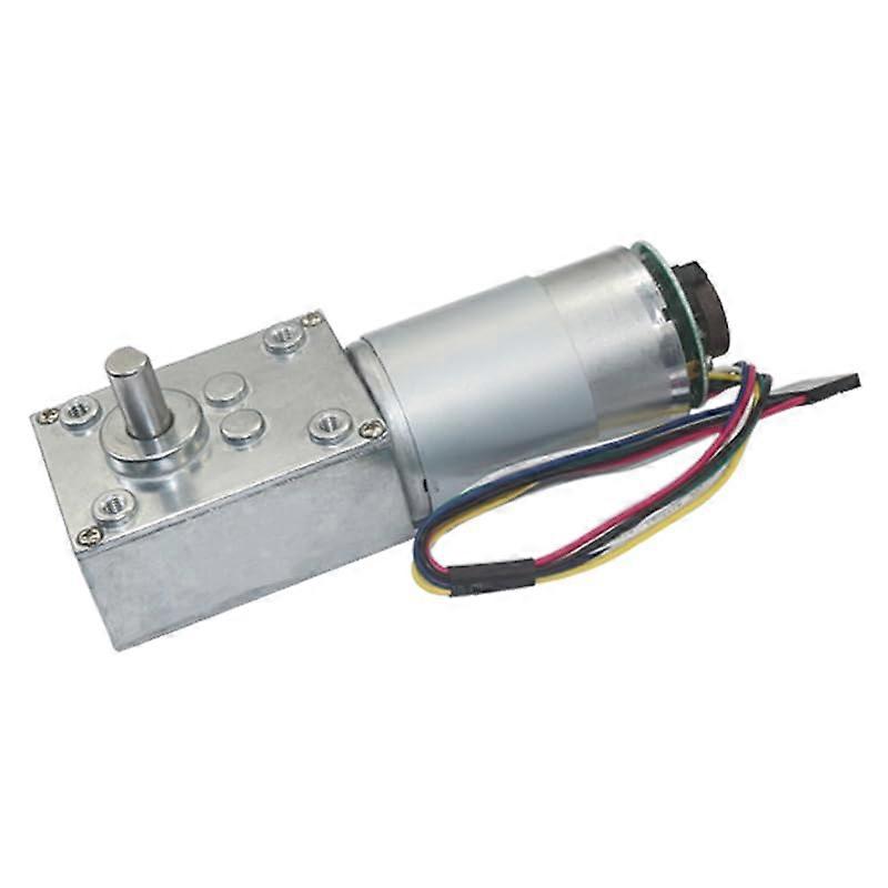 24V  Torque Worm Gear Motor with Encoder, 70kg.cm, Low Speed 27RPM Reversible DC