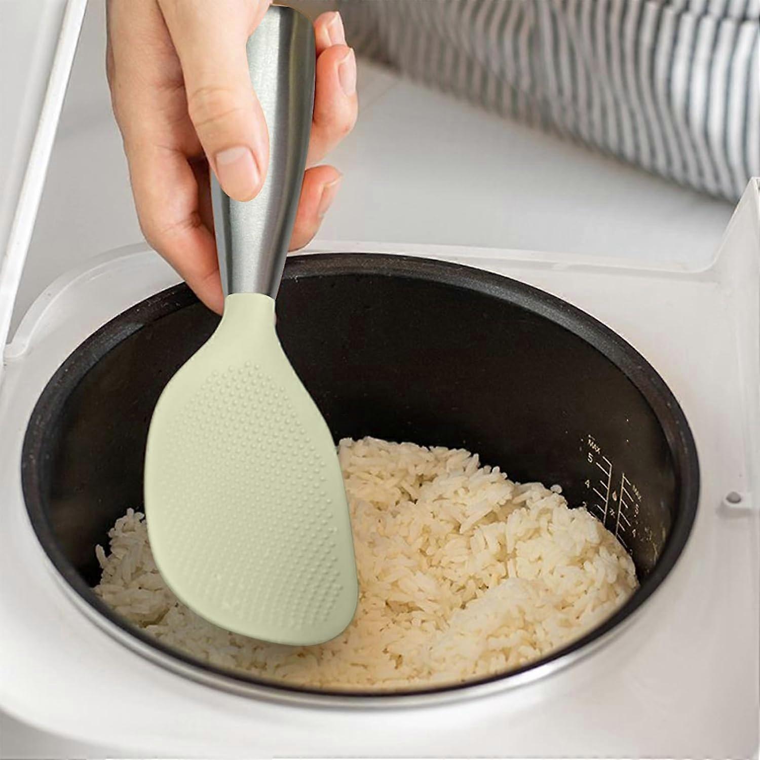Rice Serving Spoon with Upright NonSlip Handle, Heat Resistant Wide Head for Kitchen Cooking