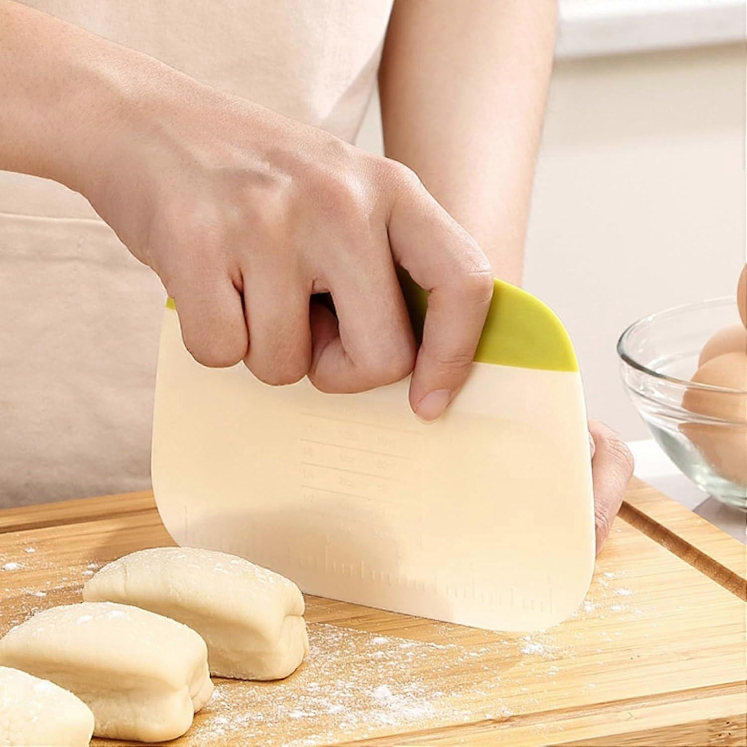 Pastry Scraper and Dough Cutter with Yellow NonSlip Handle, Precise Baking Bread Tool 15x10.5cm