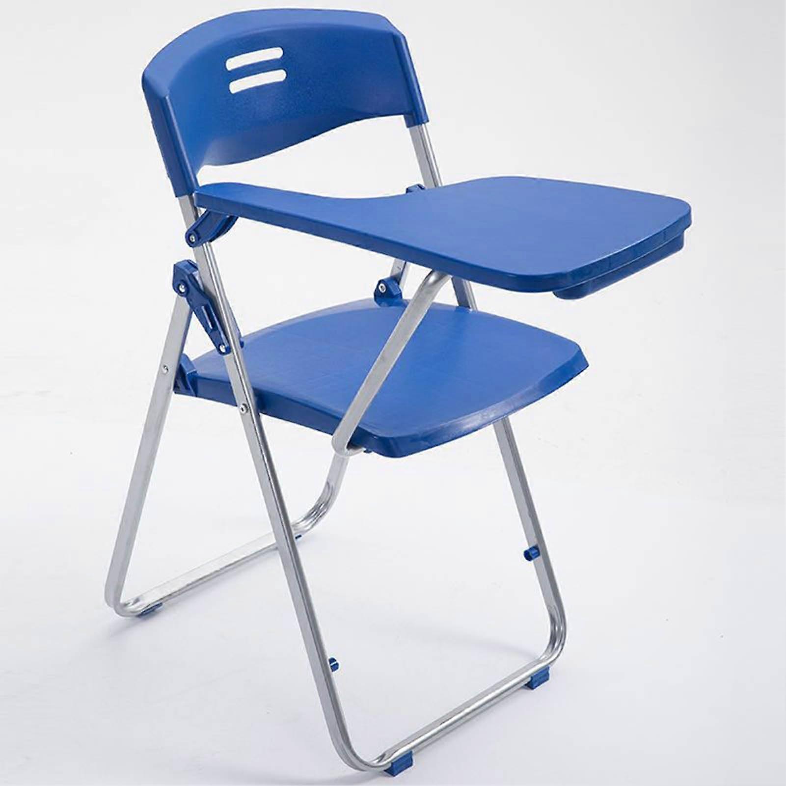 Ergonomic Folding Conference Chair with Writing Tablet, Stackable Mesh Back and Padded Seat, Blue