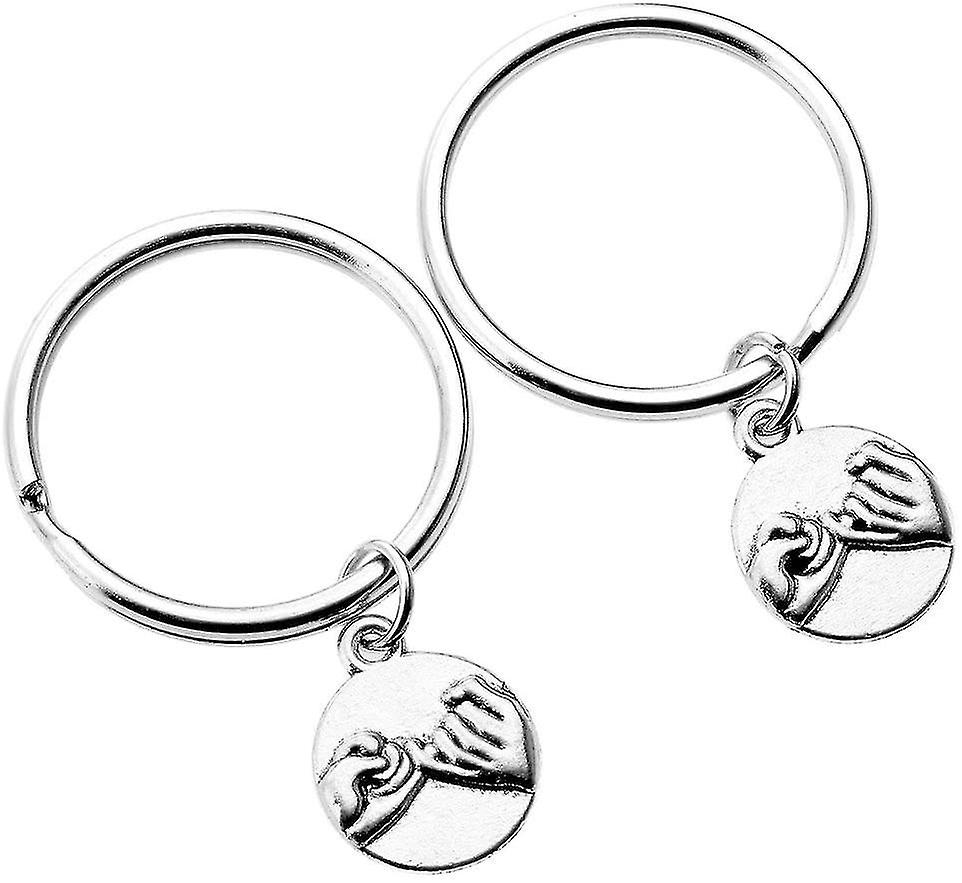 2pc Silver Pinky Promise Keyrings Couples Keychain Best Freind Friendship Key
