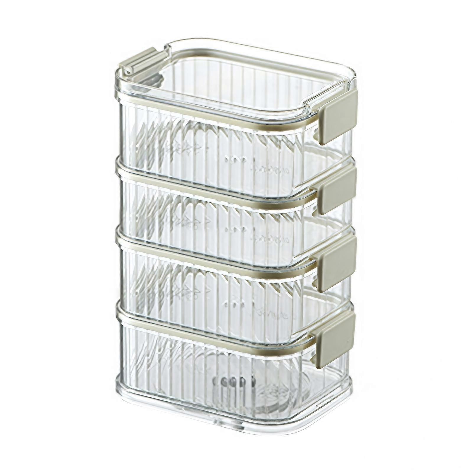 Spice Storage Box with 4/5 Compartments Leakproof Sealed Kitchen Organizer with Transparent Window