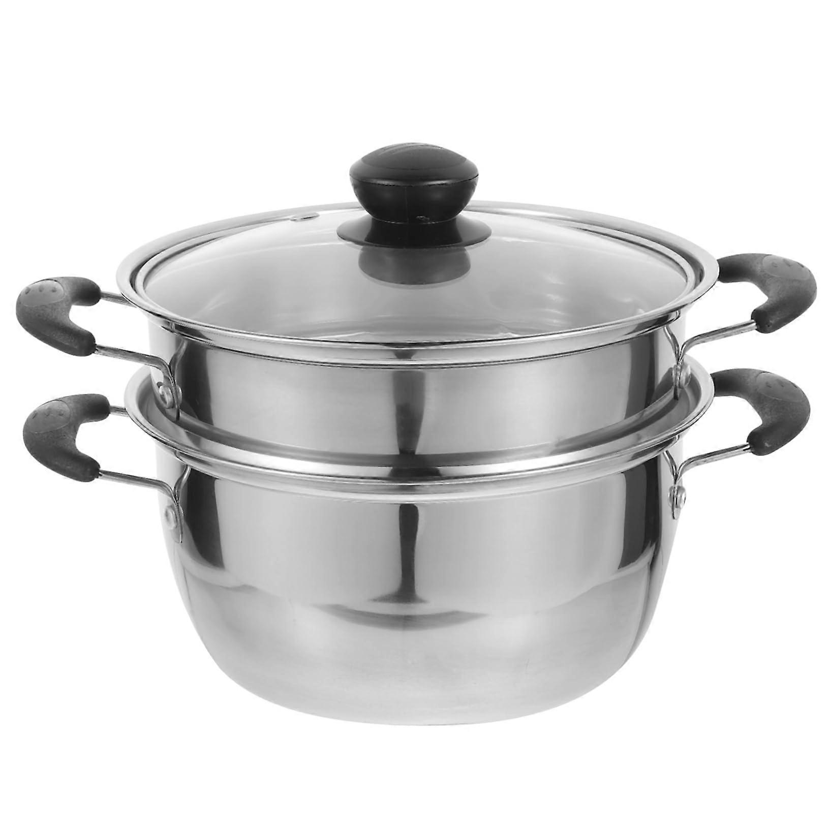 Stainless Steel Steamer Pot Double Layer for Induction and Gas  Temperature Resistant Cooking