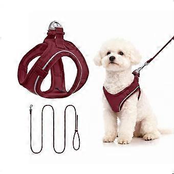 Pettorina riflettente regolabile per cuccioli e gatti, gilet in morbida rete traspirante per passeggiate, corsa, allenamento - Bordeaux S