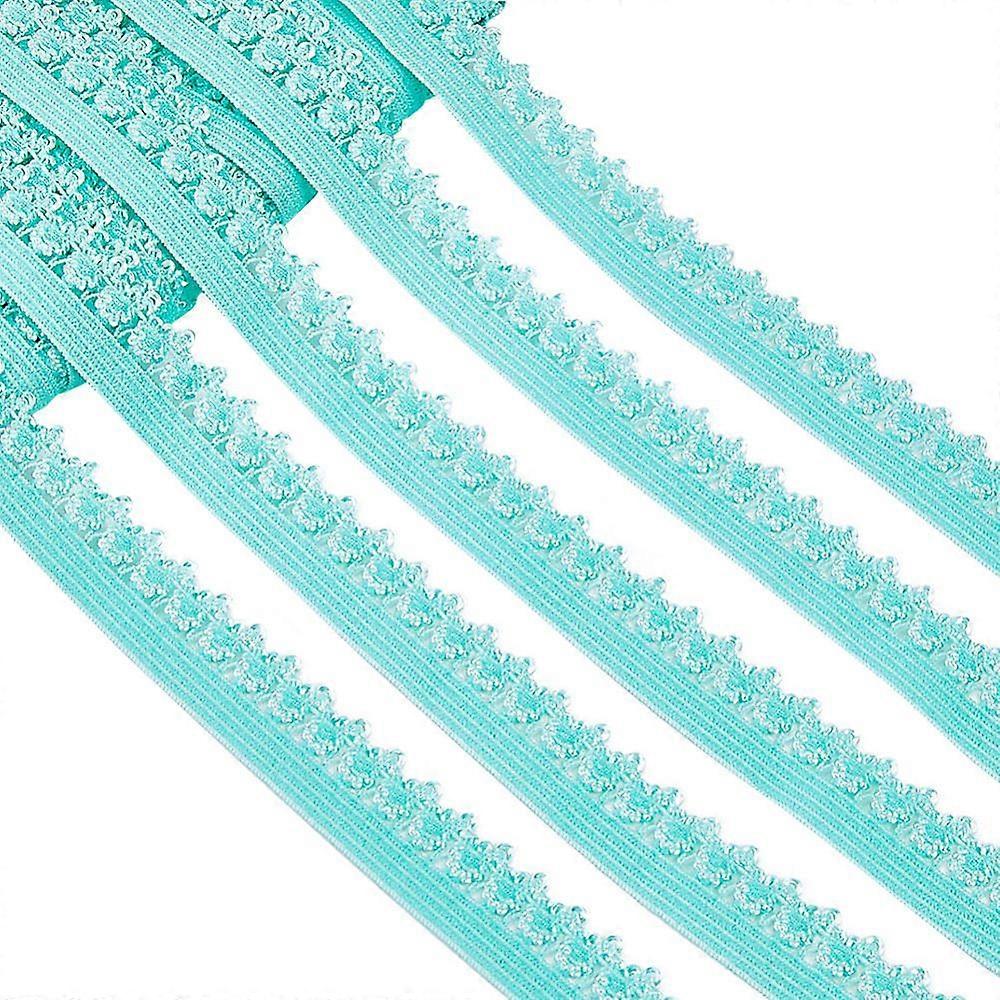 Polyester Elastic Cords with Single Edge Trimming Flat with Cardboard Display Card Medium Aquamarine 13mm
