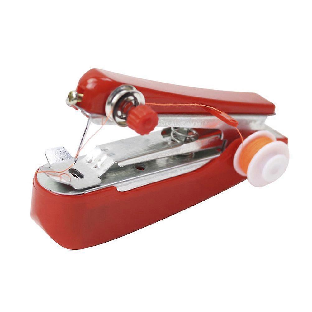 Portable Red Sewing Machine Home Multifunction Mini Cordless Handheld Manual Sewing Machine for Needlework Random Thread Color