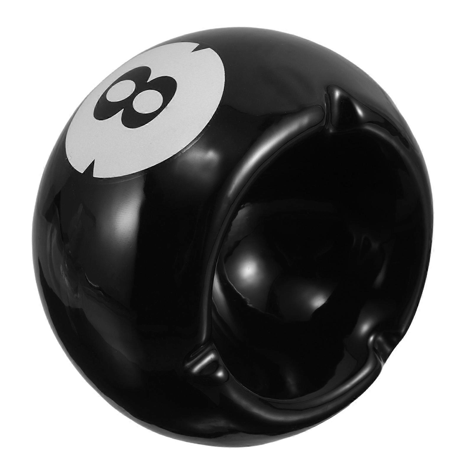 Black Ceramic Billiards Ashtray for Desktop Use 1 Piece