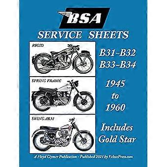 BSA B31 - B32 - B33 - B34 'huoltolomakkeet' 1945-1960 kaikille esiyksikön jäykille, jousirunkoisille ja kääntövarsimalleille
