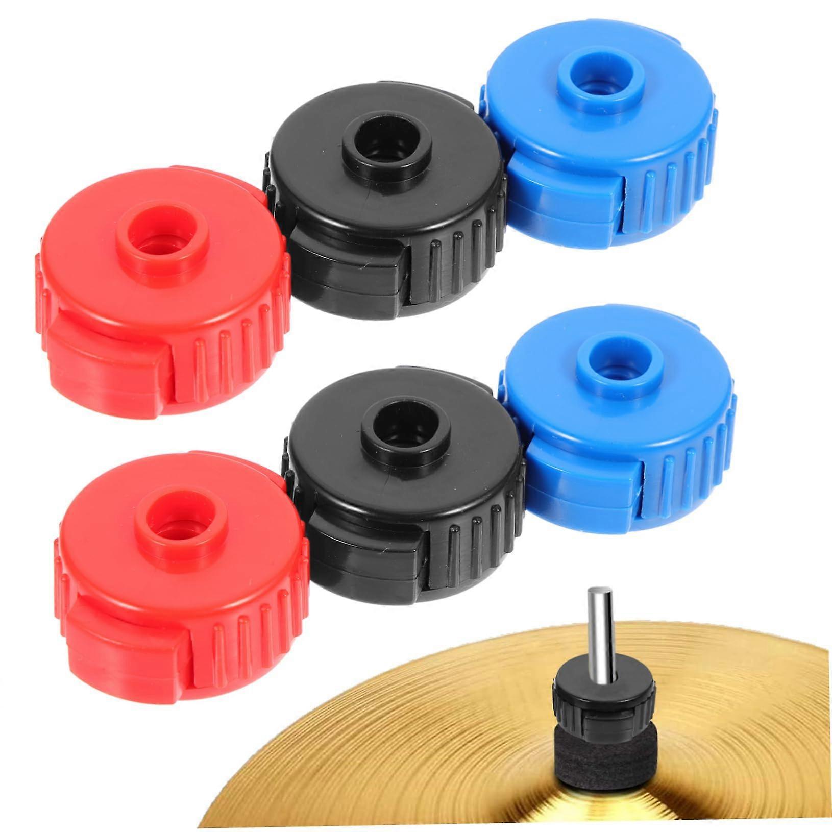 6pcs Quick Release Cymbal Nuts for Drum Set, Durable Plastic Fasteners, Black Blue Red