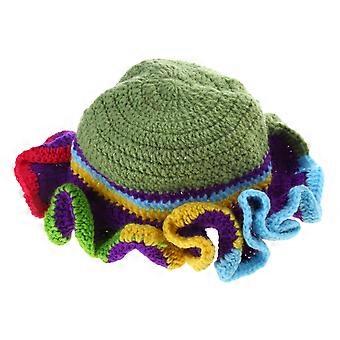 Cappello da pescatore con tesa arricciata all'uncinetto per bambine, cappello da pescatore da donna, cappello antivento invernale esagerato per adolescenti
