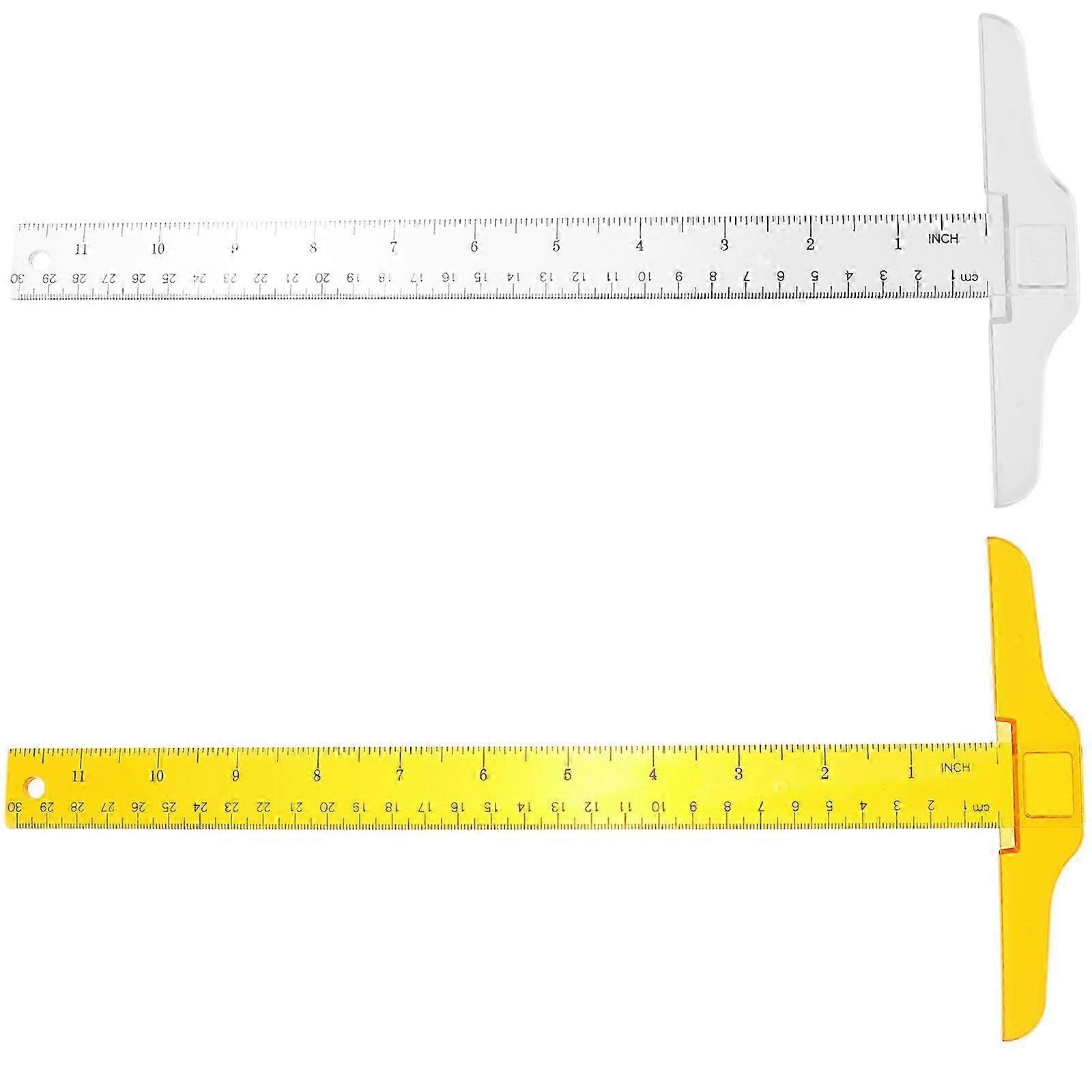 2 Pcs Double Scale T Shape Plastic Measuring Rulers as Handy Measuring Tools