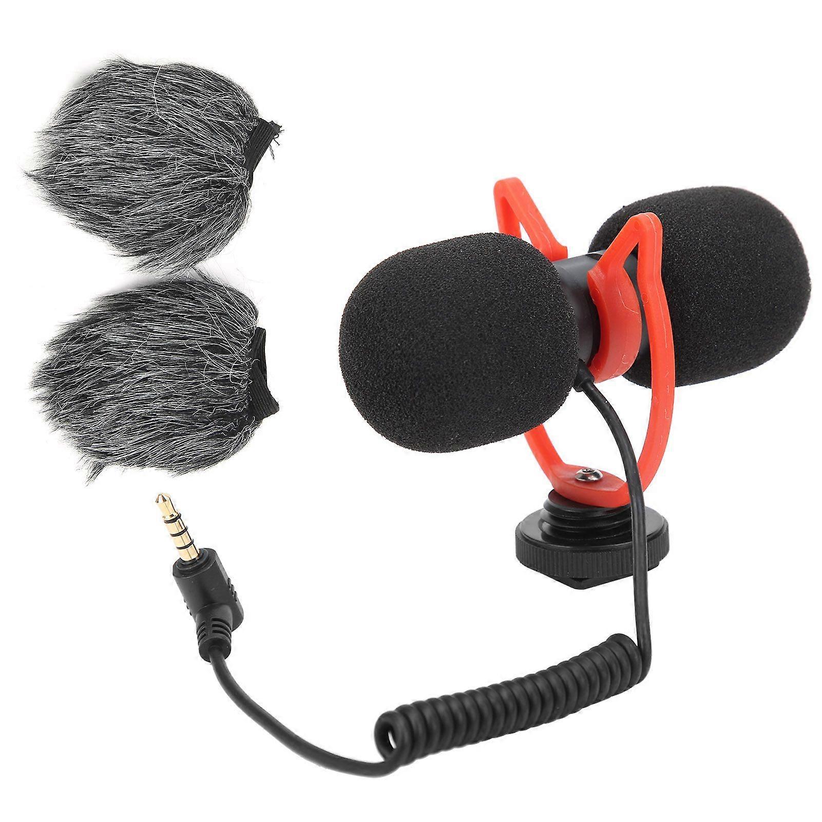Dual Head Camera Microphone Recording Microphone Compatible With Vlogging/Live Streaming
