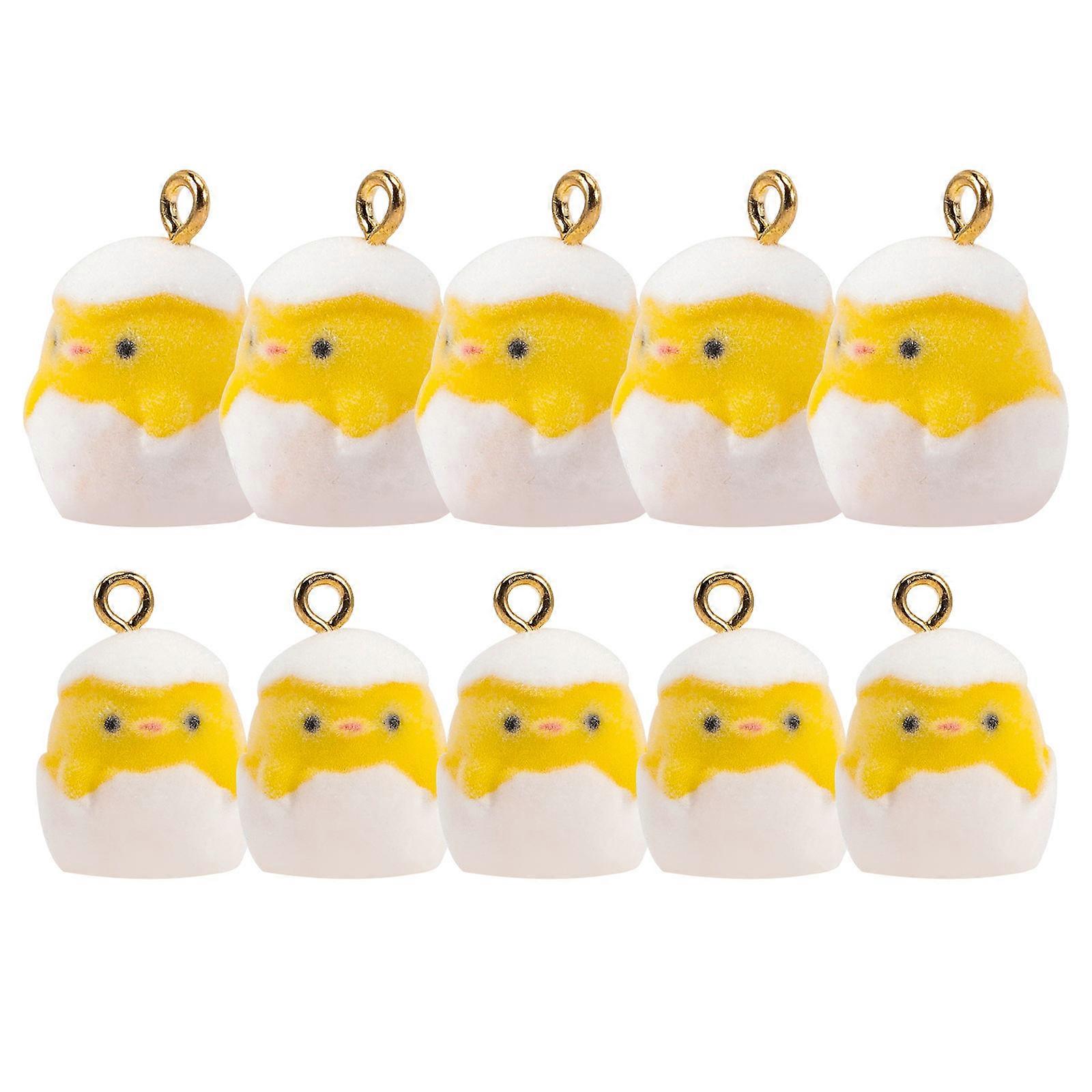 10pcs Easter-themed Pendant Accessory Easter Chick Eggshell  Pattern Earring Part Diy Pendant Material