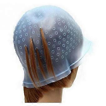 Silicone Cabelo Destaques Caps Coloração de Cabelo Caps Cabelo Tingimento de Chapéus com Agulha Azul