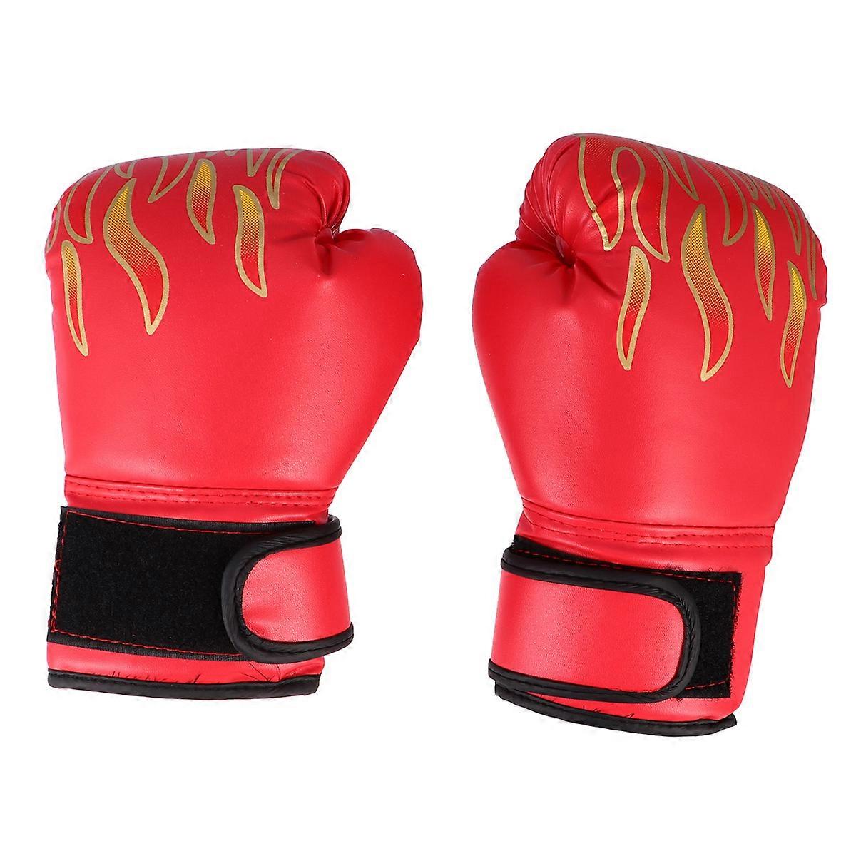 Boxing Gloves for Training Children PU Flame Pattern Gloves for Protecting Hands 2Pcs