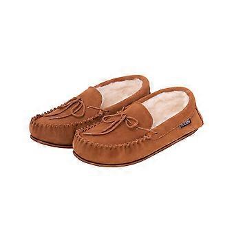 Nordvek Ladies Wool Lined Moccasin Slippers Wool Lined Non-Slip Hard Sole 430-100