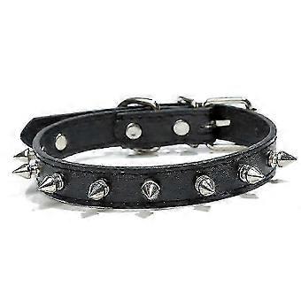 Small Dog Collars Solid-Color Leather, Bite-Resistant Adjustable