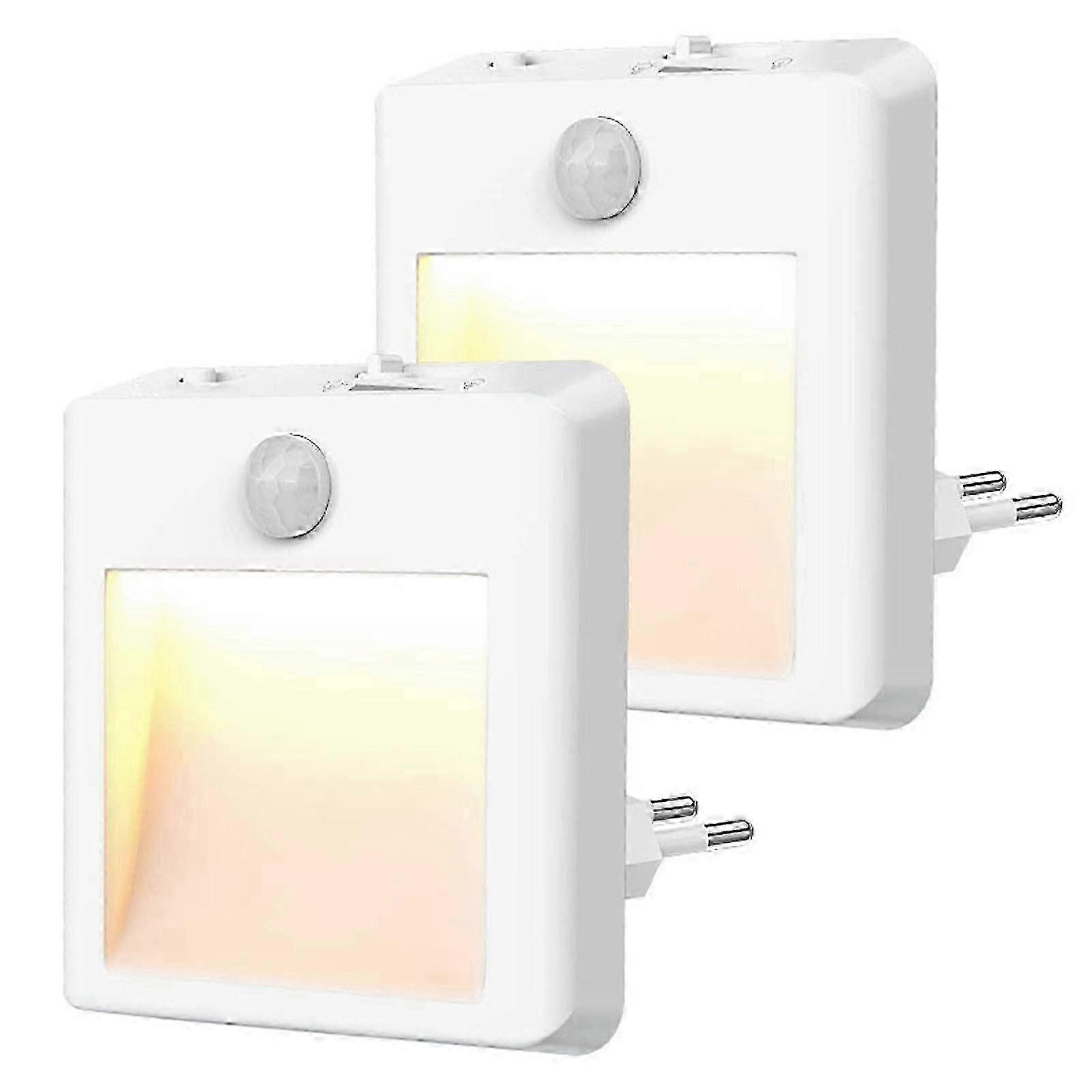 2pcs Adjustable Warm White Plug-in LED Night Light Motion Sensor EU Plug