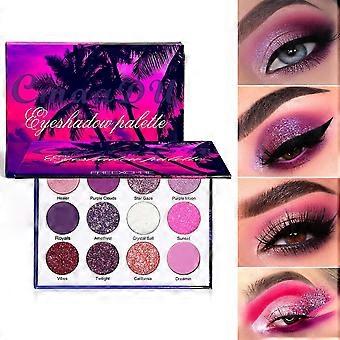 12 Colors Purple Neon Pigments Matte Eyeshadow Palette Christmas Makeup