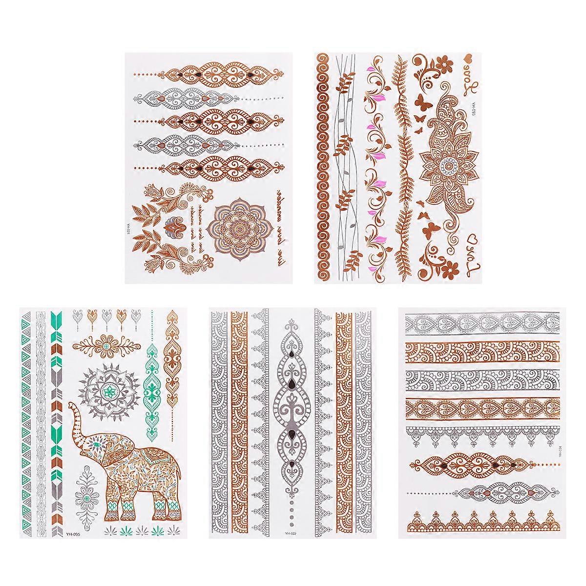 Gold Tattoos Tattoos for 5 Sheets Pattern Body Stickers Decals