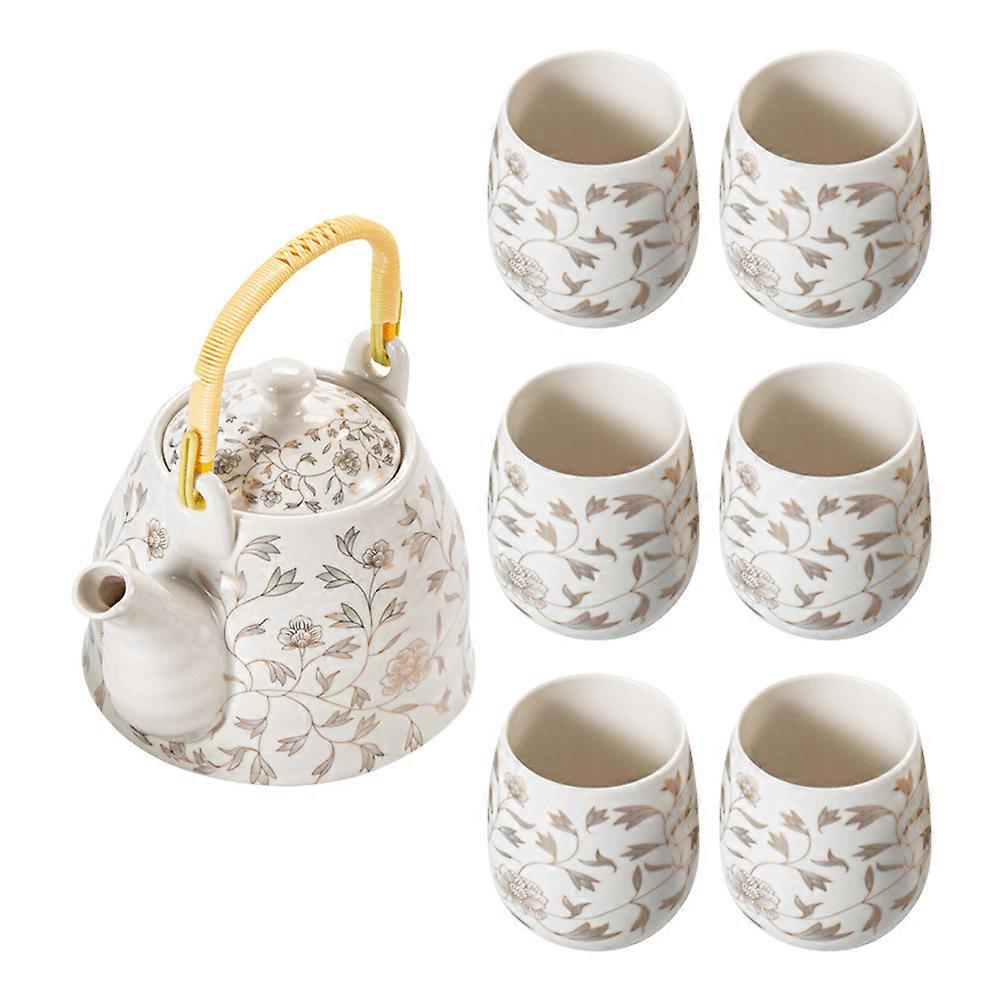 Ceramic Teapot Set for Tea Serving 1Set with Comfortable Handle