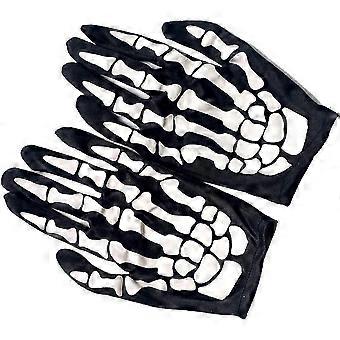 Kort skelett ben Cosplay Handskar Halloween Ghost Costume Svart