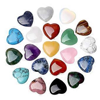 20Pcs Heart Gemstones Set Natural Romantic Love Stones Desktop Decoration Quartz Healing Stone Set Chakra Reiki Crystals for Meditation-Good