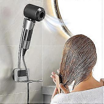 Support de sèche-cheveux mural, support d’enveloppement d’air en aluminium avec colle, support de sèche-cheveux réglable et mains libres pour une utilisation facile