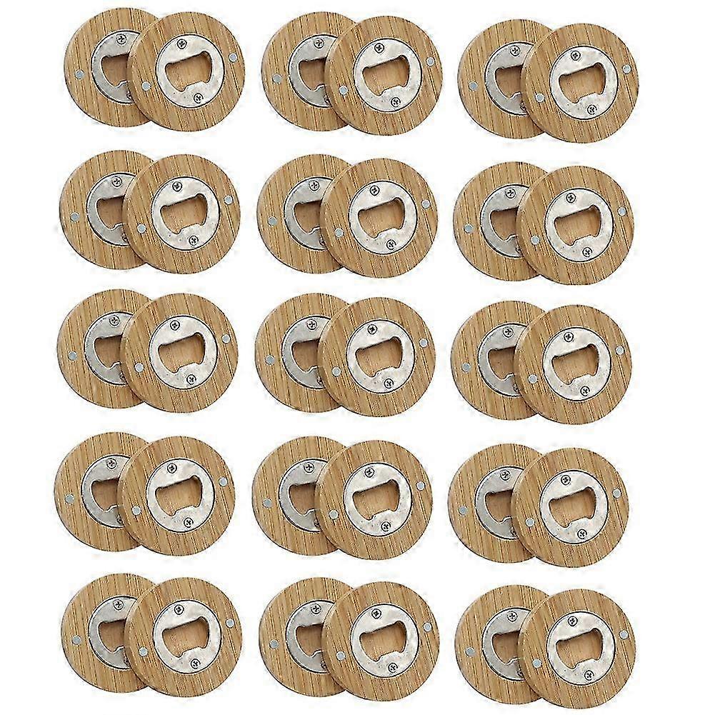 30PCS DIY Bamboo Round Shape Bottle Openers Coaster