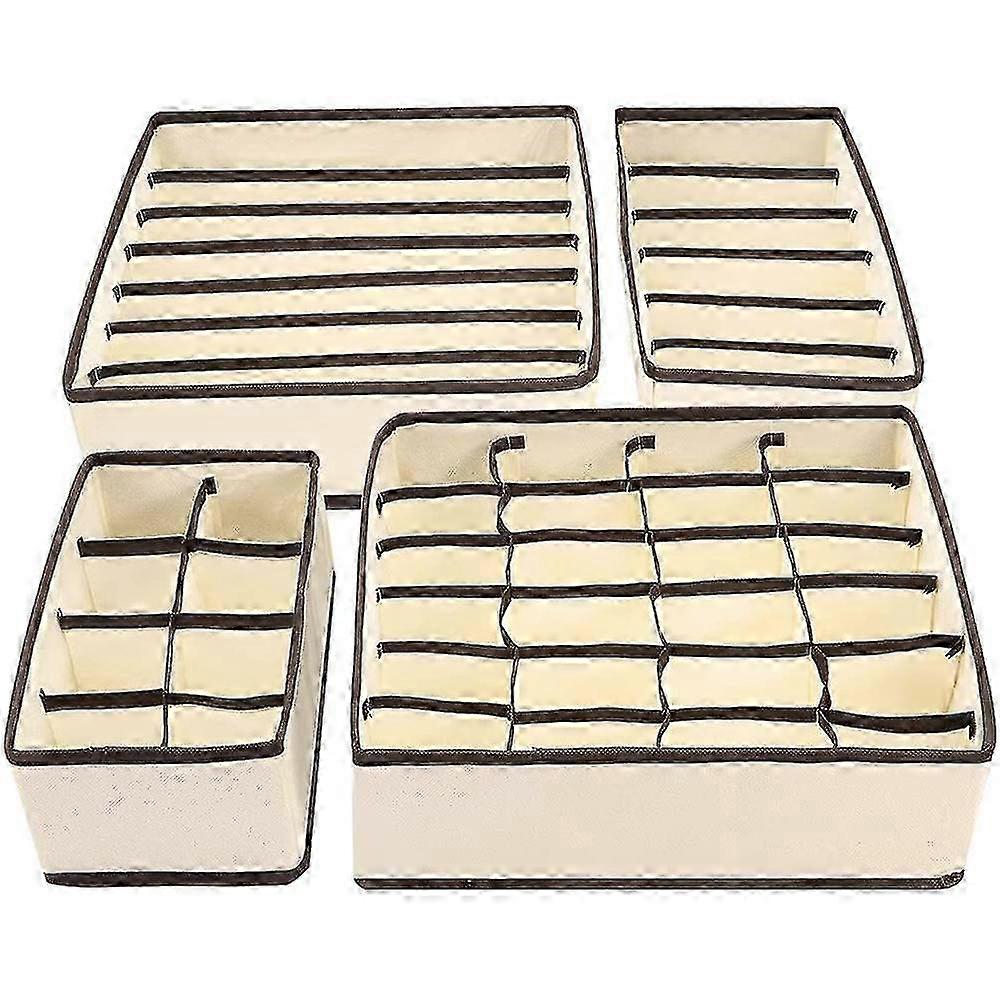 4 Pack Foldable Drawer Organizers in Different Sizes