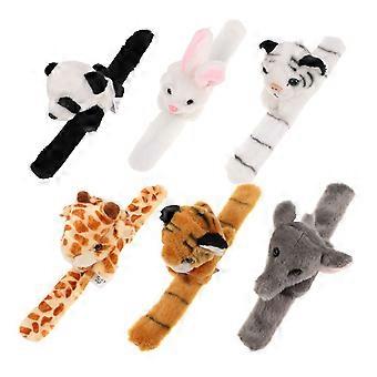 Animal Slap Band Plush Slap Bracelets for Kids 6Pcs Assorted