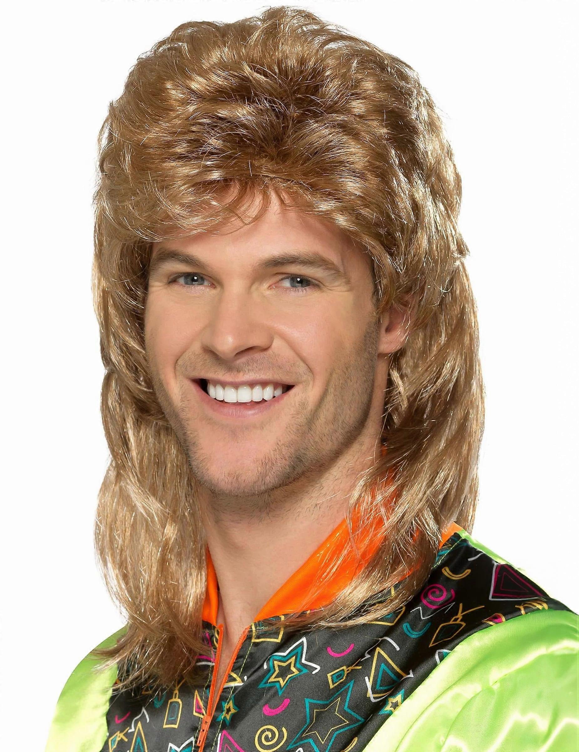 Men's Blonde Mullet Wig with Highlights