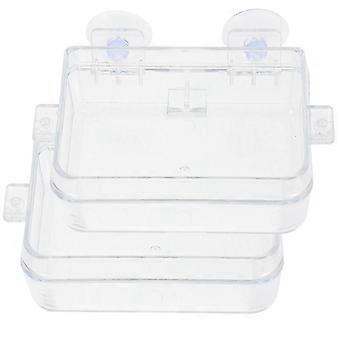 Contenitori per cibo antifuga per rettili, scatole di plastica con ventosa, trasparenti, facili da pulire, di dimensioni compatte, per terrari per rettili, 2 pezzi