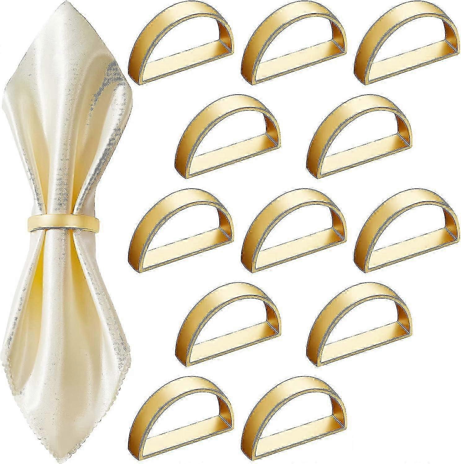 Gold D-Shape Napkin Rings Set