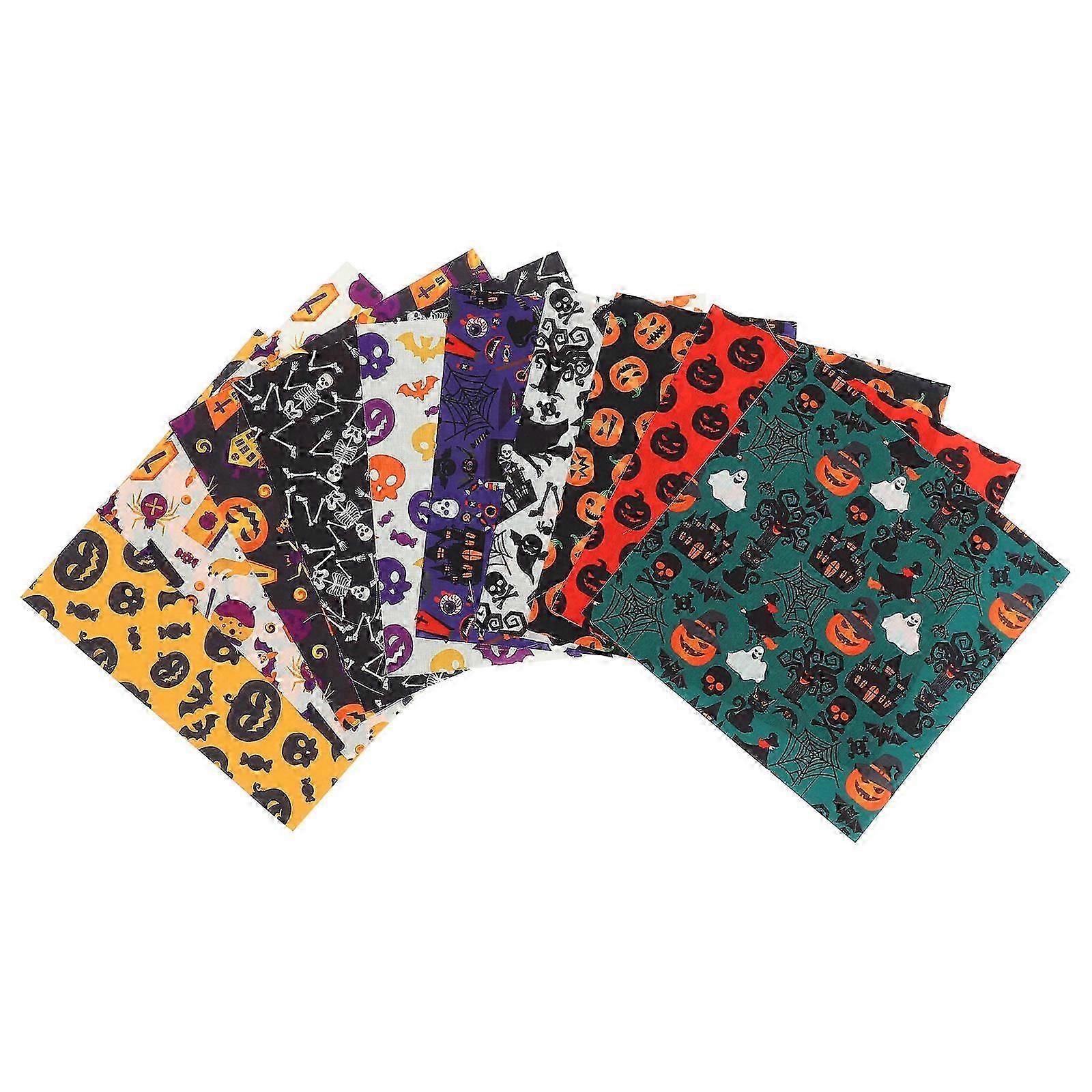 DIY Sewing Fabric 10Pcs Multi Color Polyester Cloths for Halloween Patchwork