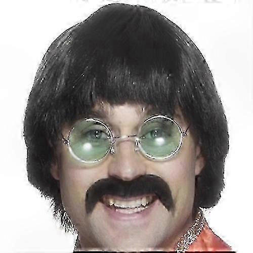 Vintage 70s Wig and Moustache Set