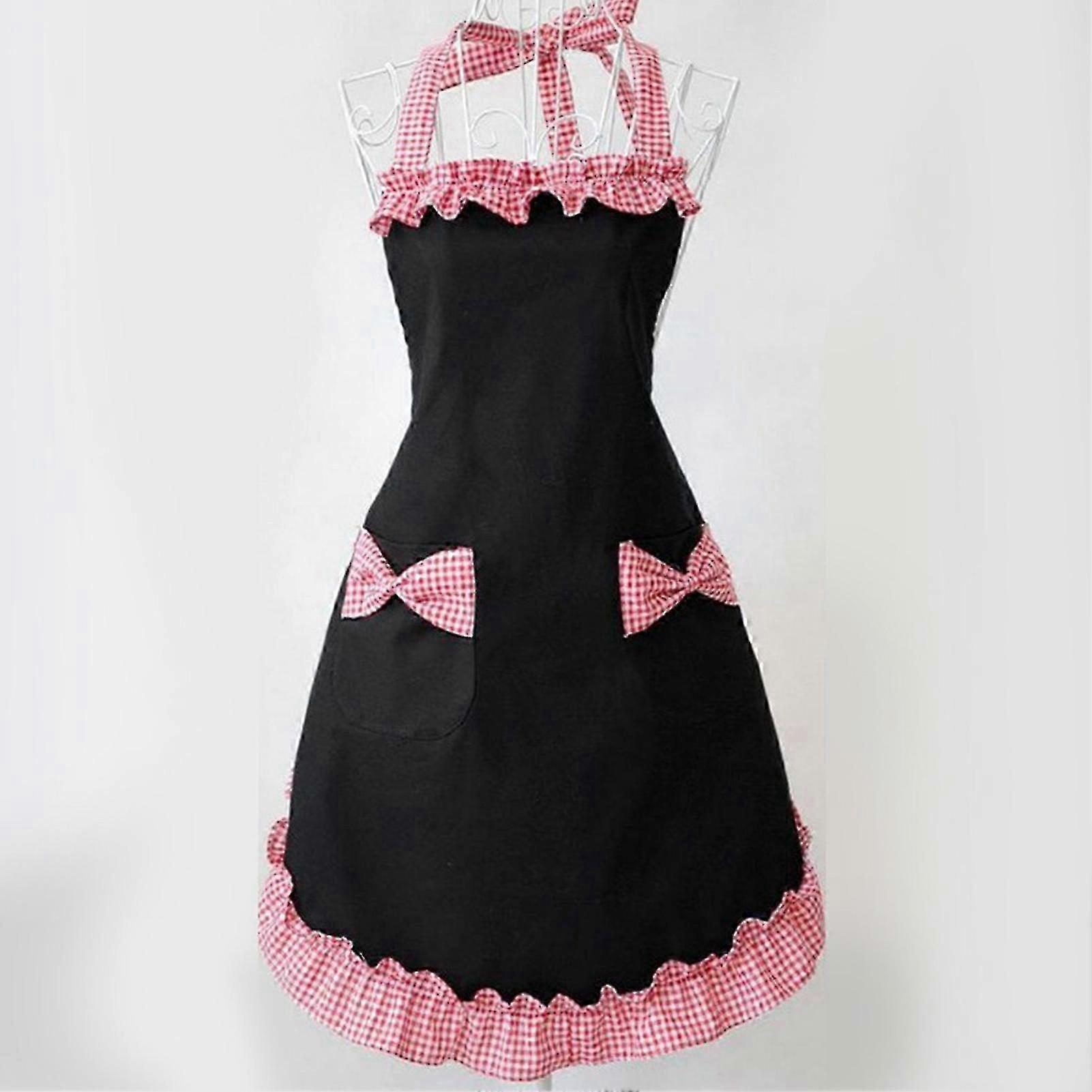 Lace Trimmed Cotton Apron For Daily Tasks