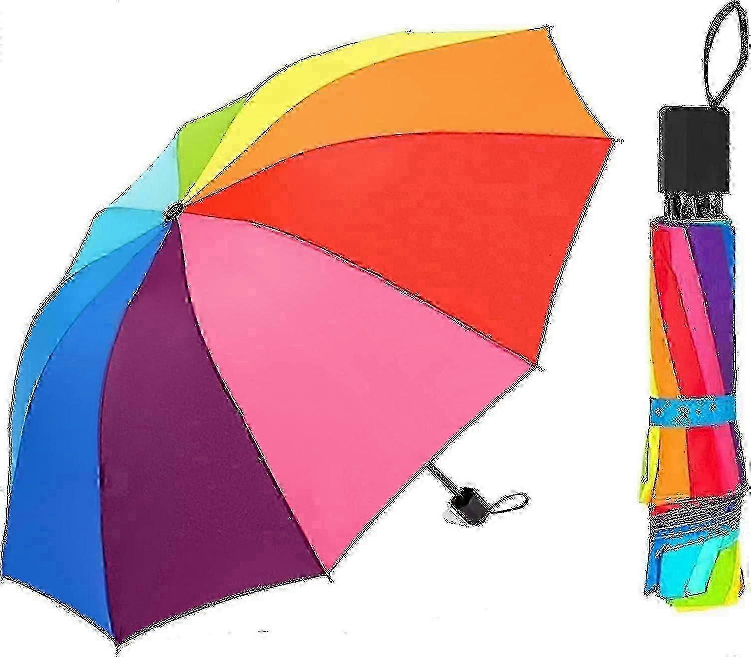 Folding Rainbow Umbrella 10 Colours