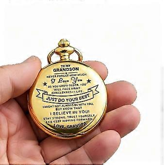 Vintage-Taschenuhr – Geschenk für Enkelsohn/Sohn vom Großvater/Vater, mit persönlicher Botschaft. Sentimentale Geschenke für Abschluss, Geburtstag, Weihnachten.
