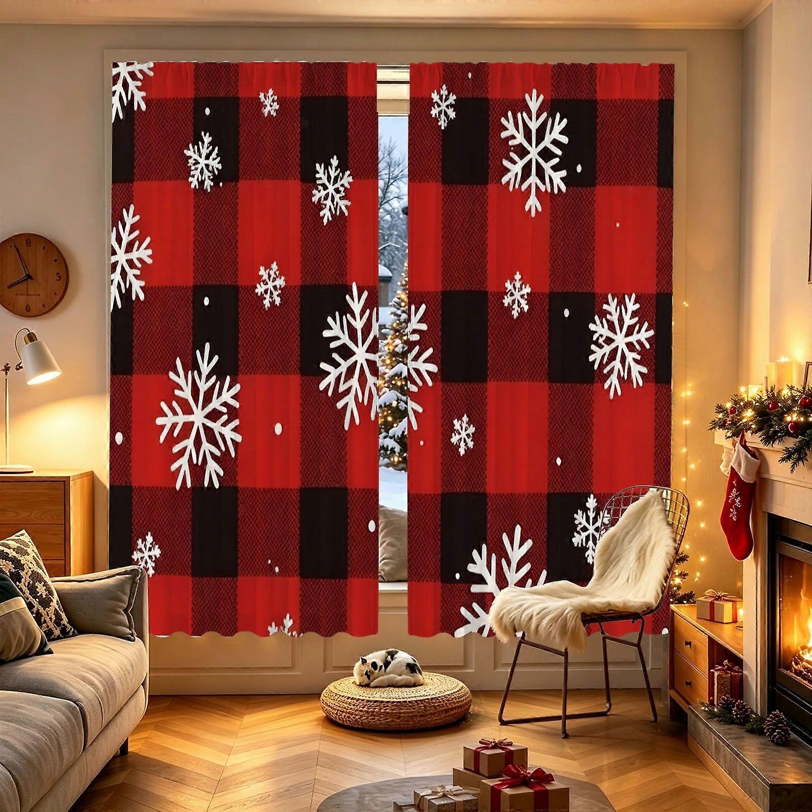 Curtain, red and black plaid Christmas Pattern