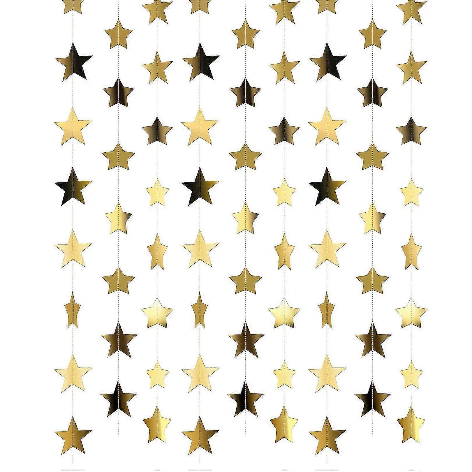 Reflective Golden Star Streamer Set